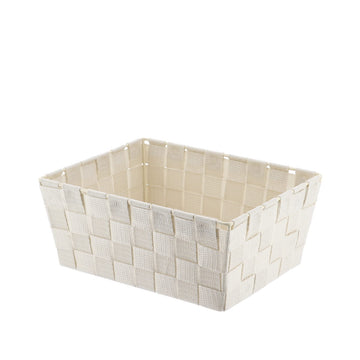 Poliészter tárolókosár 19,5x25x10,5 cm - elefántcsont