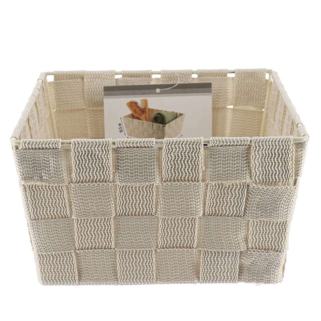 Poliészter tárolókosár 19,5x25x10,5 cm - elefántcsont