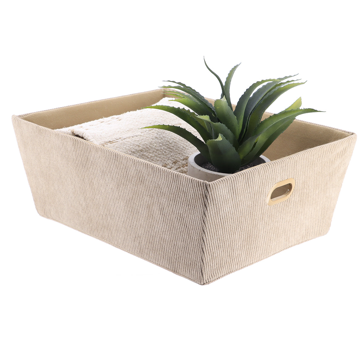 Bársony tárolókosár H32,5xM40xM15 cm - Bézs