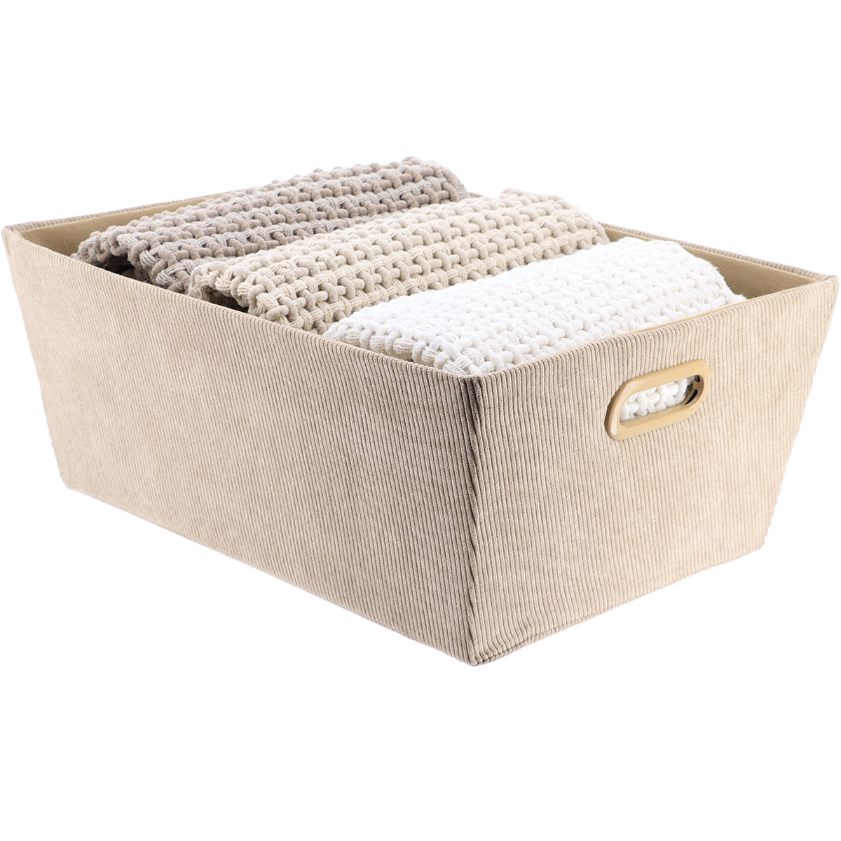 Bársony tárolókosár H32,5xM45xM18 cm - Bézs