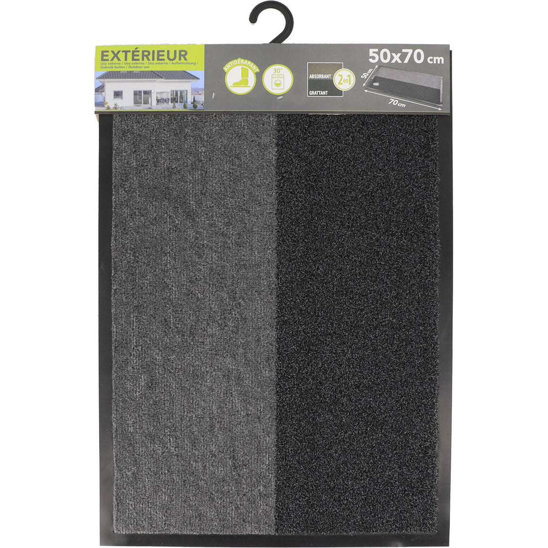 Magic bejárati szőnyeg 50x70cm polipropilén/PVC - szürke/fekete 