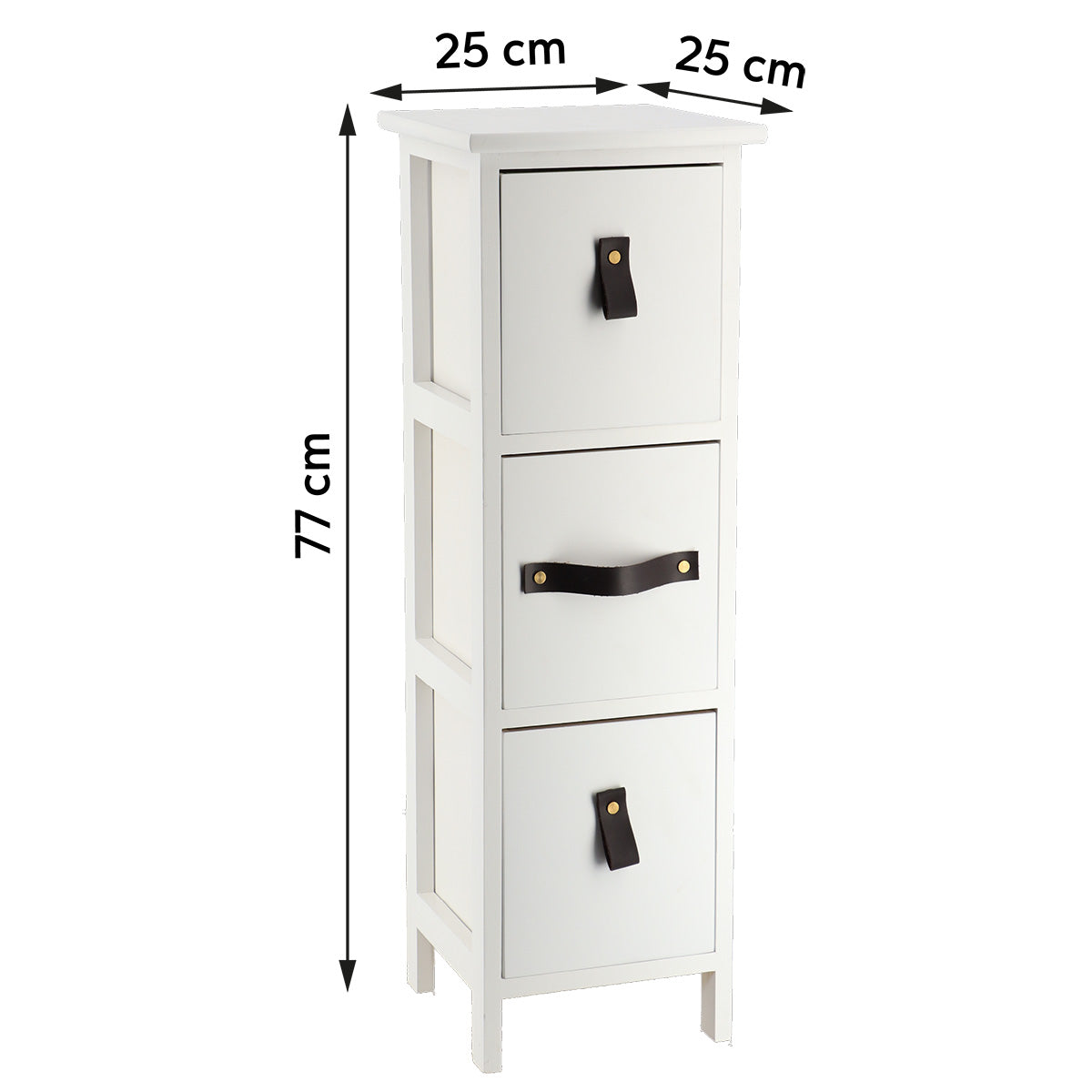 Kis MDF/Paulownia Bútor 3 Fiókos Fogantyúval - Fehér