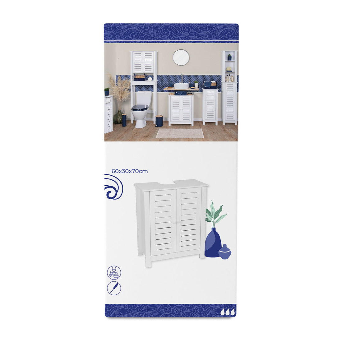 MDF mosogatószekrény 2 ajtóval + 1 belső polccal - Santorini 