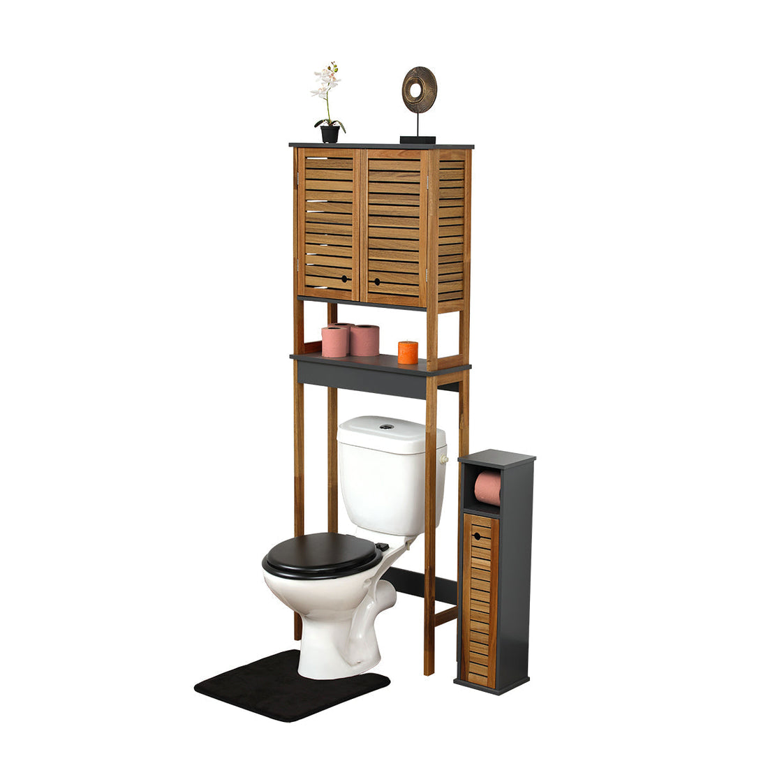 Akác WC-polc 2 MDF ajtóval + 1 belső polccal - elem